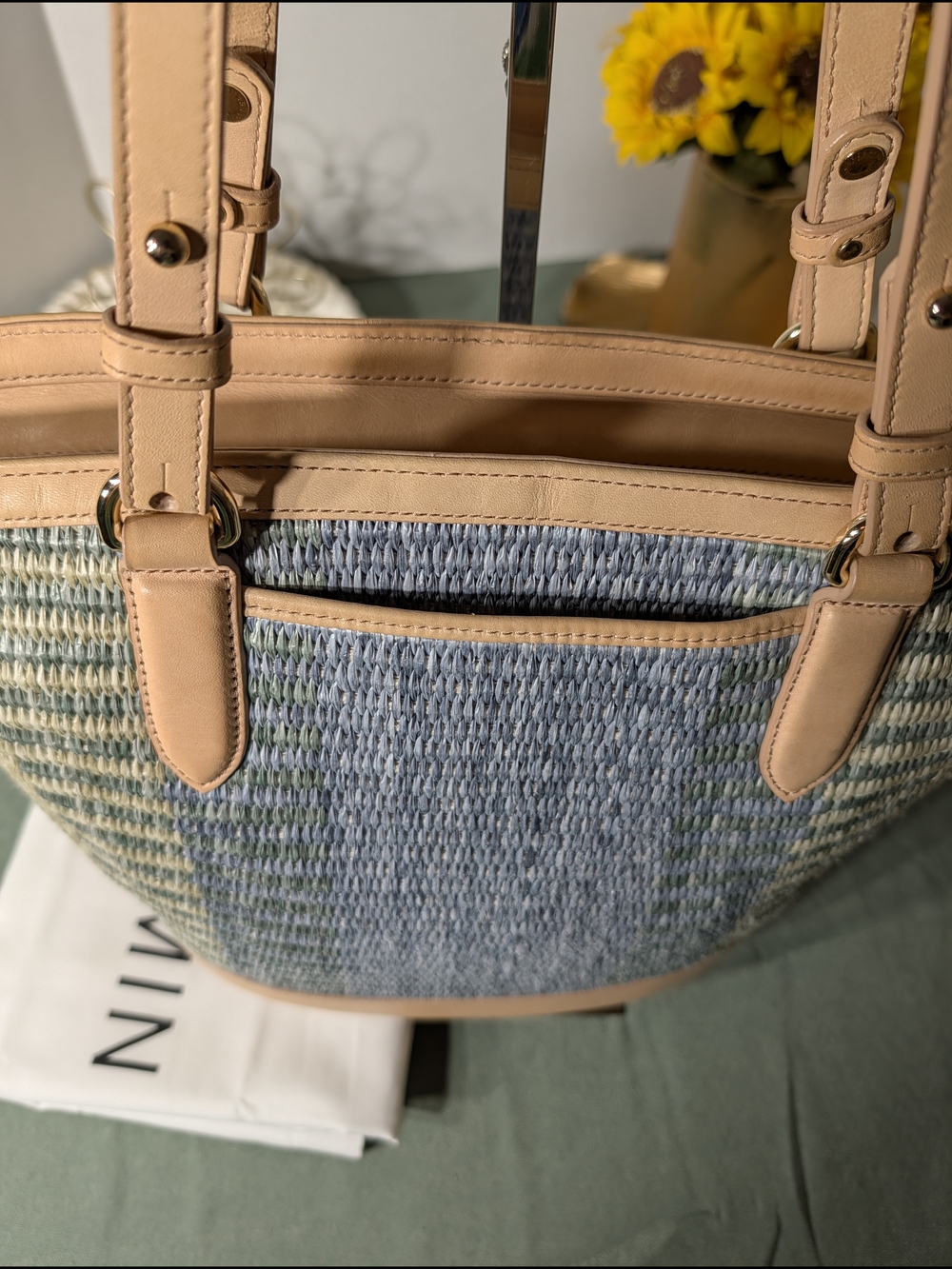BRAHMIN Woven Tote with Vachetta Leather Trim - Picture 7 of 16